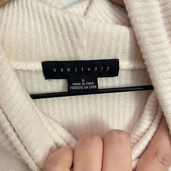 Sanctuary Ribbed Turtleneck Long Sleeve Top Cream Size S - Picture 7 of 7